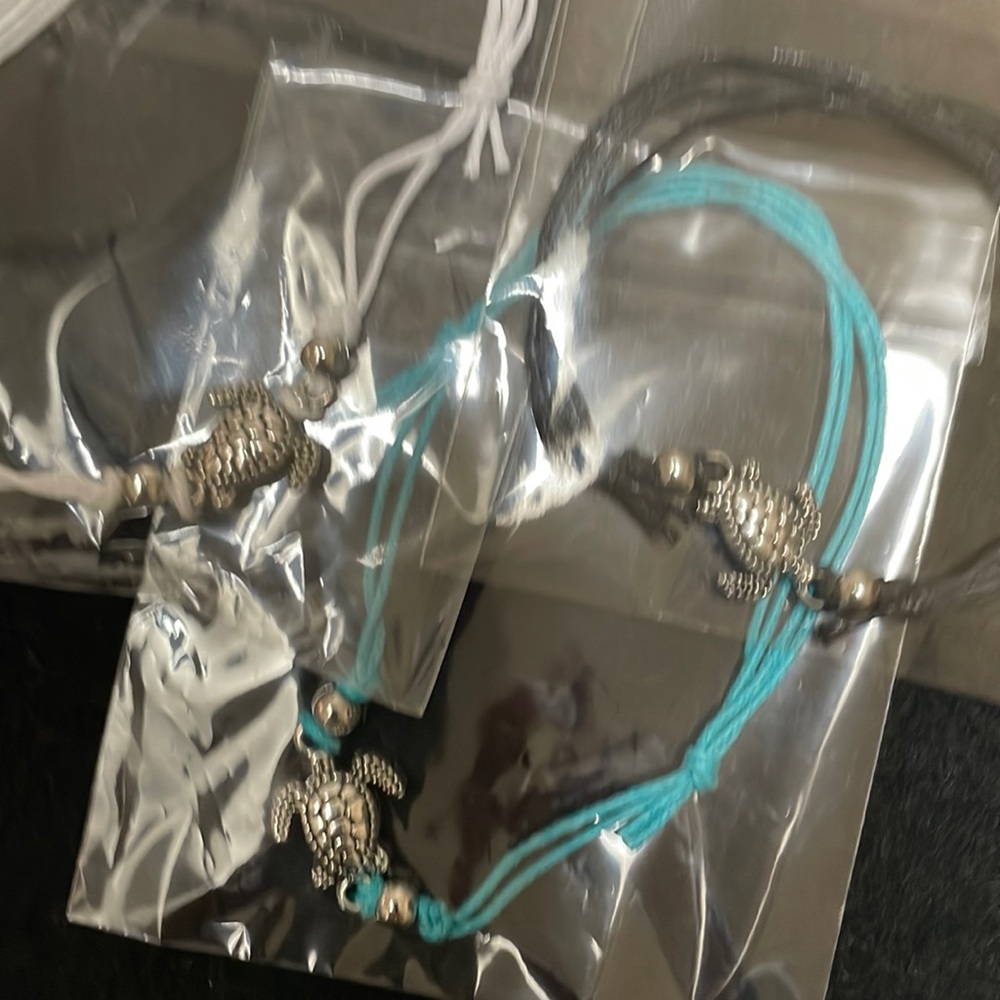 Set of 3 turtle string anklets